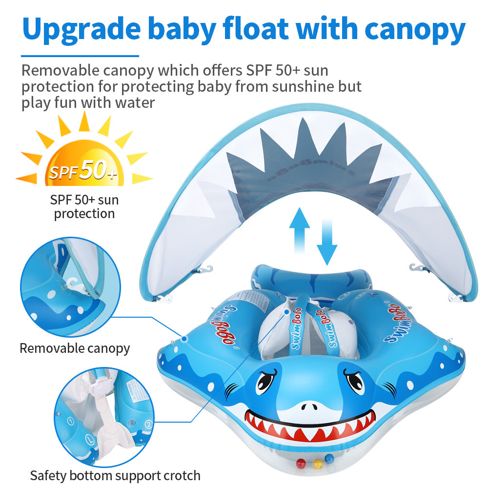 Swimbobo Shark Inflatable Baby Float with Canopy & Tail (3 Months - 6 Years)