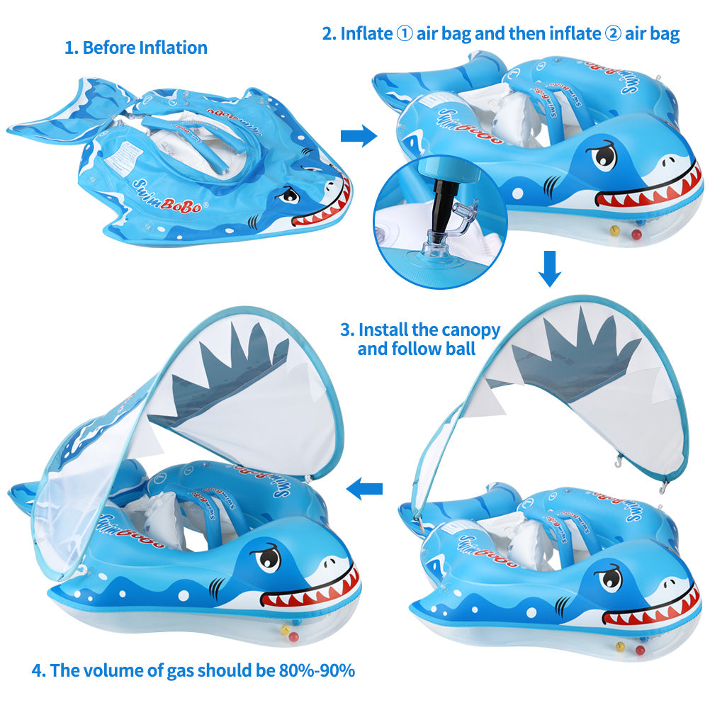 Swimbobo Shark Inflatable Baby Float with Canopy & Tail (3 Months - 6 Years)