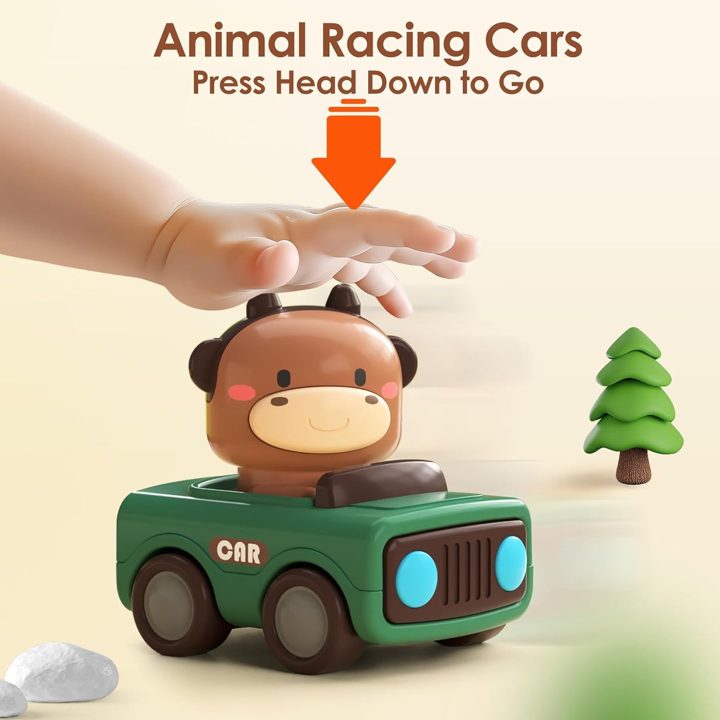 Baby Animal Racing Cars – Baby Car Toys (4 Cars)
