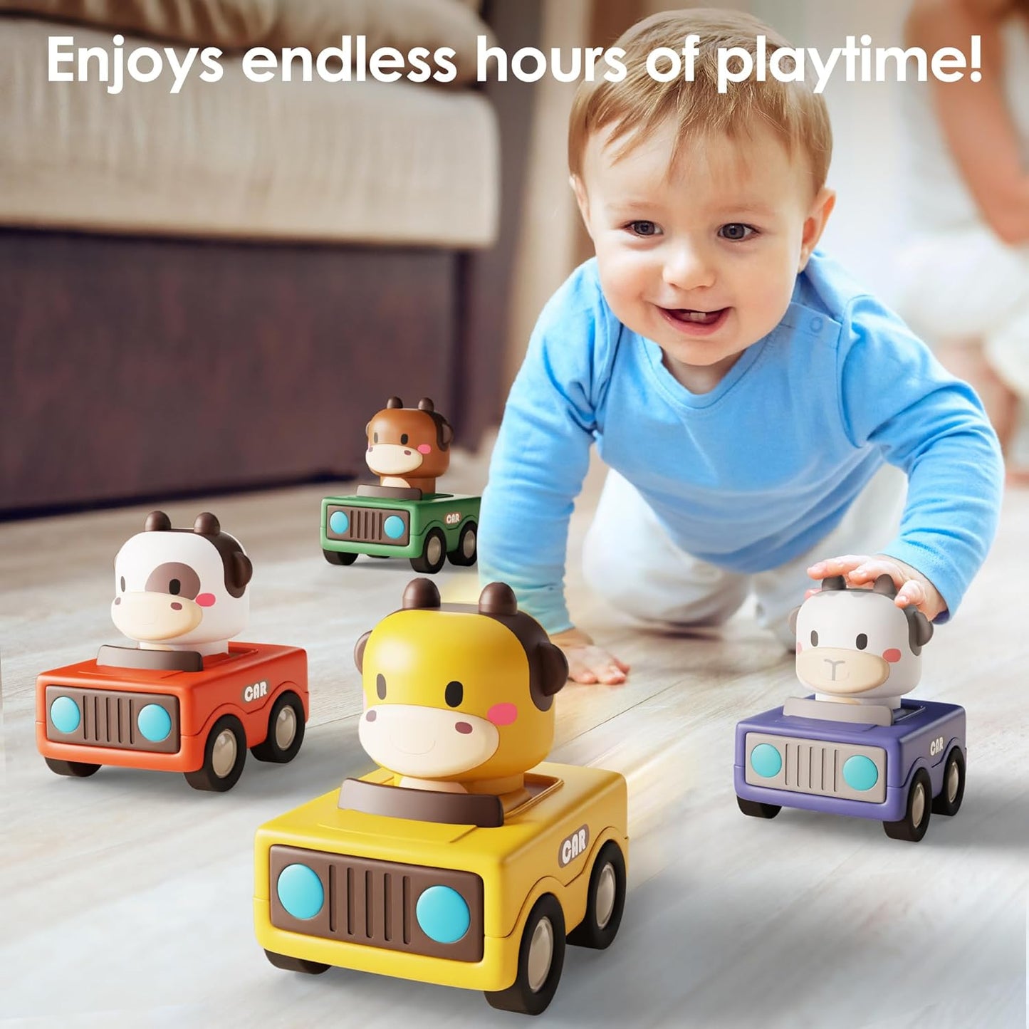 Baby Animal Racing Cars – Baby Car Toys (4 Cars)