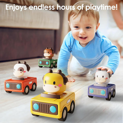 Baby Animal Racing Cars – Baby Car Toys (4 Cars)