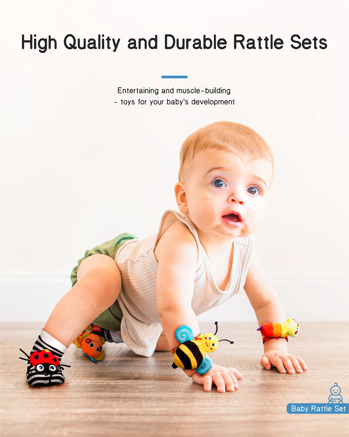 Discover our adorable Baby Socks with built-in Wrist Rattle Socks, designed to delight and engage your little one! These soft and comfortable socks double as Baby Sensory Toys, stimulating your baby’s senses with gentle sounds and textures. Perfect as Montessori Toys, they encourage exploration and learning through play. Whether you’re looking for the best baby toys or a unique 1st Birthday Gift, these Wrist Rattle Socks are a must-have. Ideal for gifting or everyday use, they combine fun, comfort, and deve