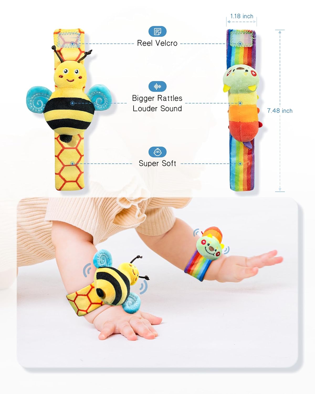 Discover our adorable Baby Socks with built-in Wrist Rattle Socks, designed to delight and engage your little one! These soft and comfortable socks double as Baby Sensory Toys, stimulating your baby’s senses with gentle sounds and textures. Perfect as Montessori Toys, they encourage exploration and learning through play. Whether you’re looking for the best baby toys or a unique 1st Birthday Gift, these Wrist Rattle Socks are a must-have. Ideal for gifting or everyday use, they combine fun, comfort, and deve