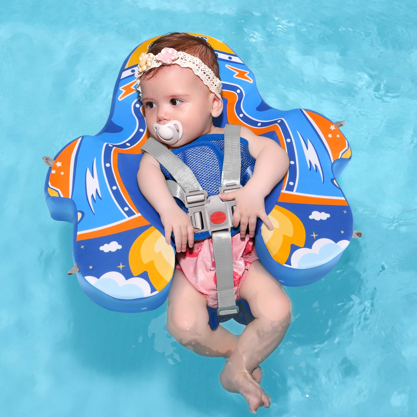 Swimbobo Non-Inflatable Baby Float with Canopy & Tail (4-48 Months)