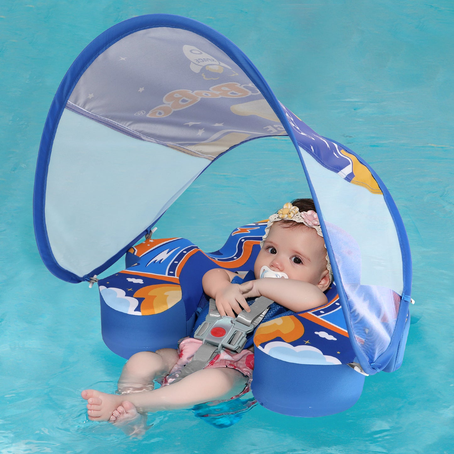 Swimbobo Non-Inflatable Baby Float with Canopy & Tail (4-48 Months)