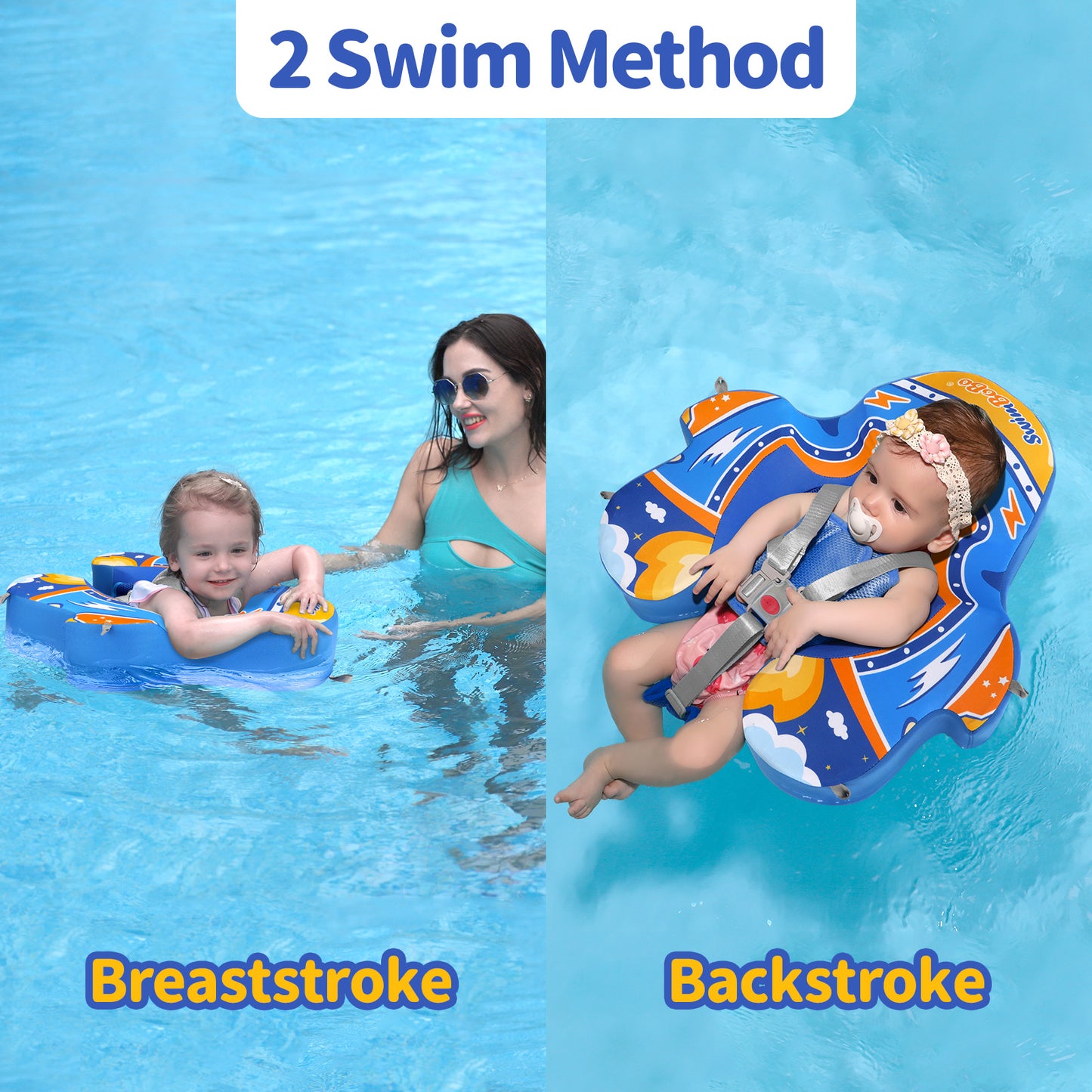 Swimbobo Non-Inflatable Baby Float with Canopy & Tail (4-48 Months)