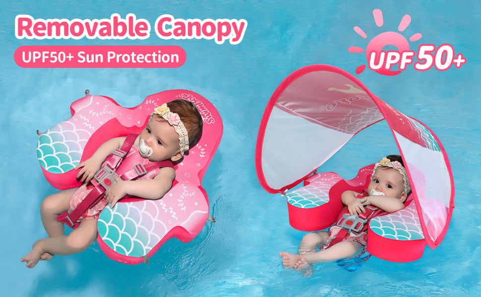 Swimbobo Non-Inflatable Baby Float with Canopy & Tail (4-48 Months)